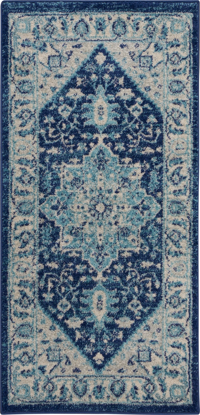 Tranquil Tra06 Ivory / Navy Vintage Area Rug