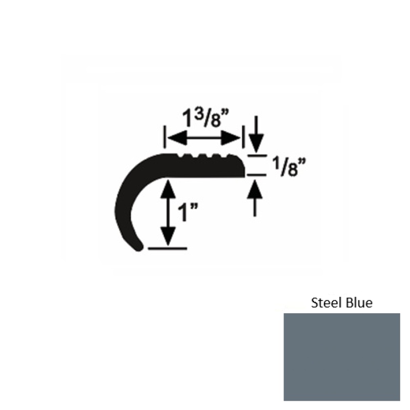 Solid 06 Steel Blue Rubber Domestic Stair Nosing