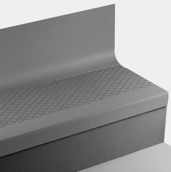 Johnsonite Mink Diamond Rubber Moulding / Trim - 19" X 54" Angle Fit Stair Tread With Riser (Sq) - Textured