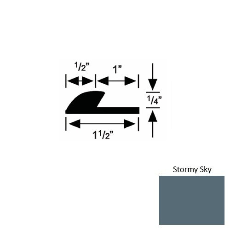 Solid 35 Stormy Sky Rubber Underlap Carpet Edge - 1 1/2" X 9 Ft (108") X 1/4"