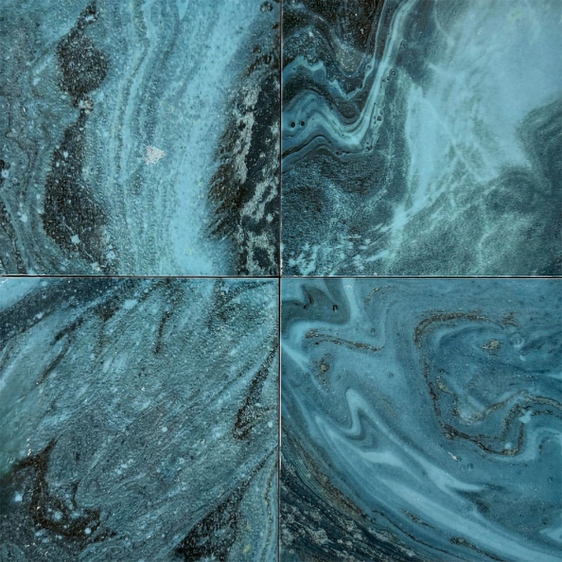 Swirl Turquoise Porcelain Tile - Polished - 6" X 6"