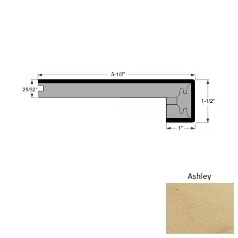 Dover Ashley Hardwood Moulding / Trim - 5 1/2" X 96" Square Stair Nose - Urethane