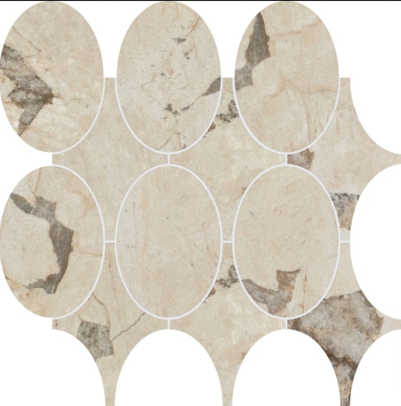 Savoir Pierre Porcelain Mosaic - 3" X 3" Oval Dot - Polished