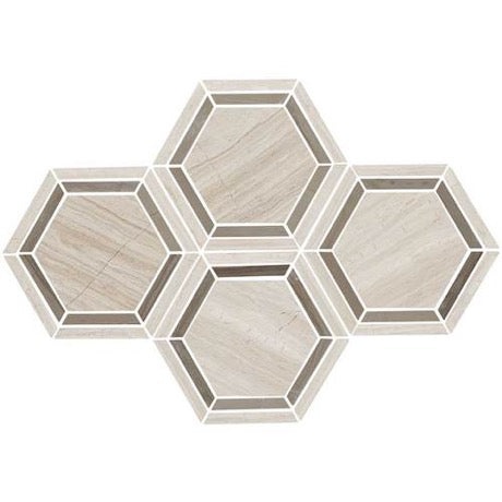 Chenille White Limestone Mosaic - 6" X 6" Hexagon - Honed, Per Pack: 4.25 Sqft