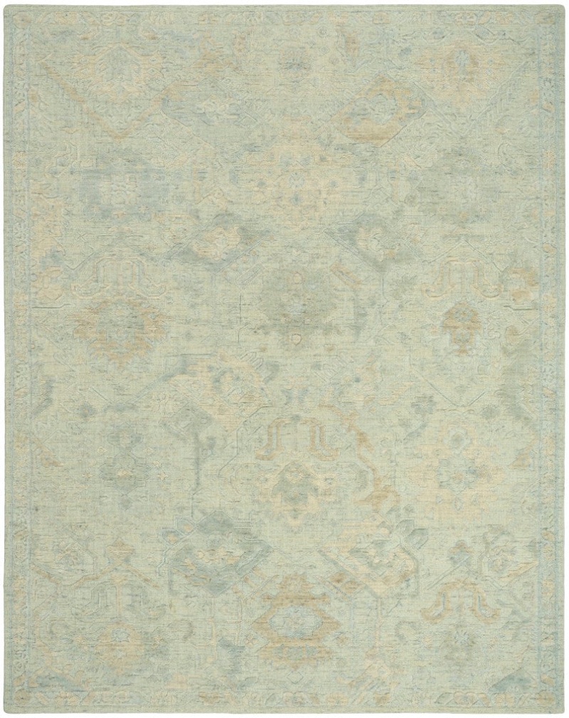 Ravello Aqua Taupe Wool Traditional Area Rug
