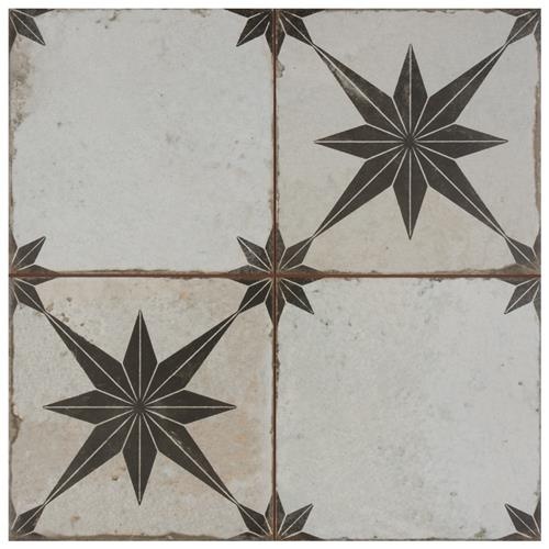 Kings Star Ara Nero Ceramic Tile - Matte - 17 5/8" X 17 5/8"