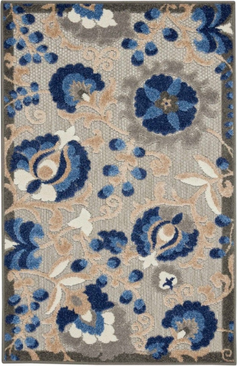 Aloha Natural Blue Alh17 Polypropylene & Polyester Contemporary Area Rug - 10 Ft X 13 Ft - Natural Blue