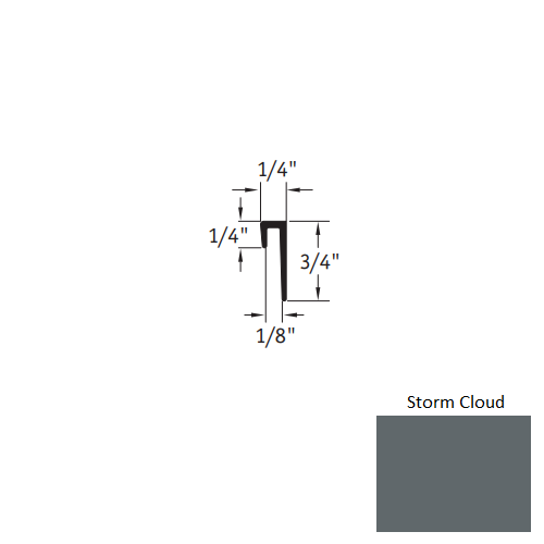 Johnsonite Storm Cloud Vinyl Moulding / Trim - 1/8" X 12 Ft (144") Square Top Cove Cap - Square Top Cove Cap
