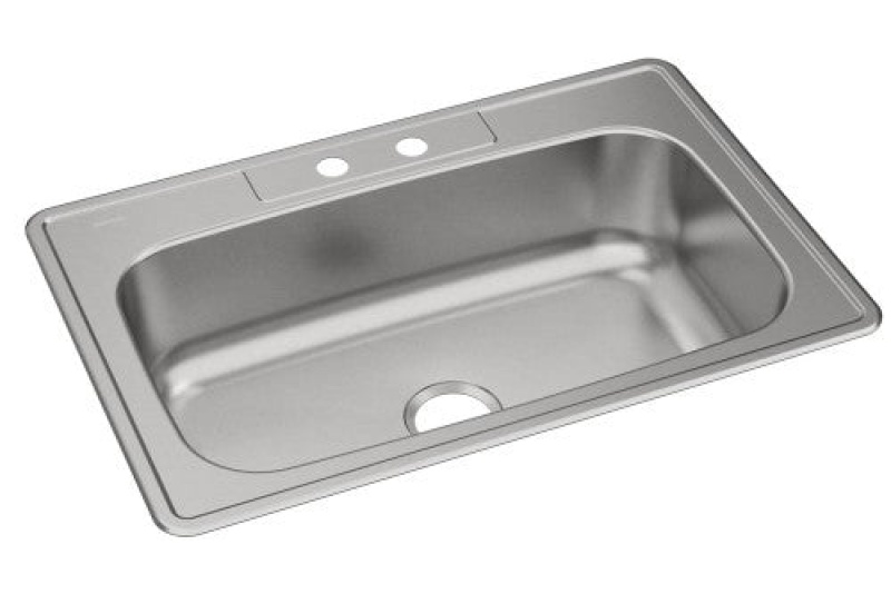 Dse133222 Dayton Stainless Steel Drop In Single Bowl Kitchen Sink - 33" X 22" X 8 1/16" With 2 Holes - Stainless Steel