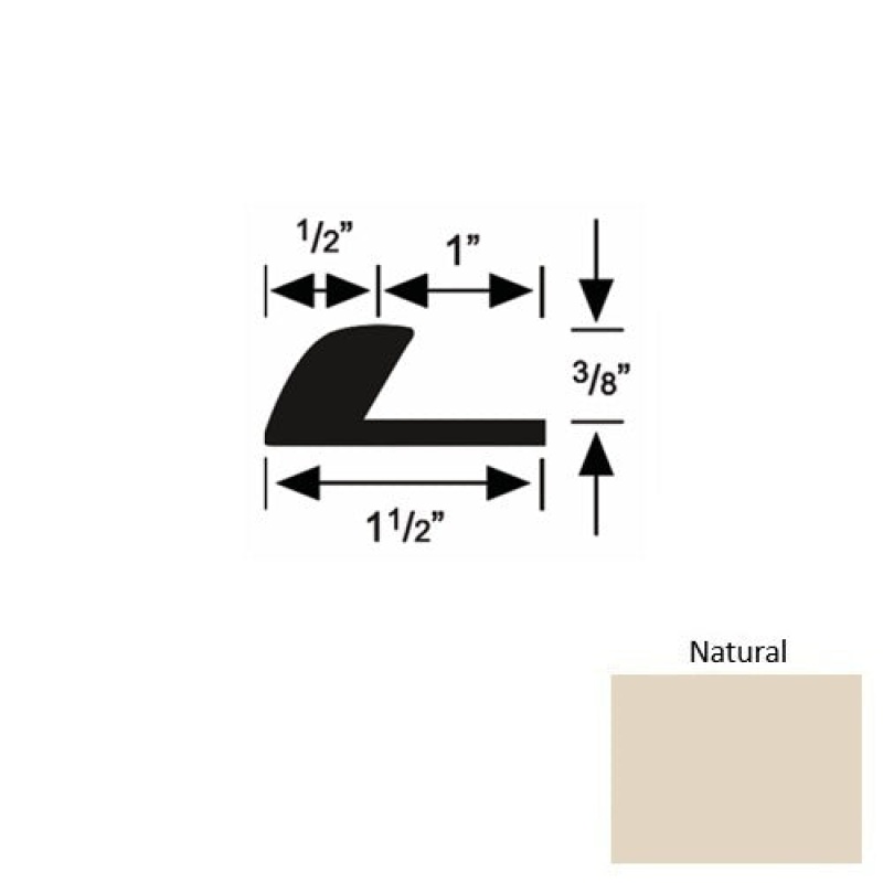 Solid 37 Natural Rubber Underlap Carpet Edge - 1 1/2" X 9 Ft (108") X 3/8"