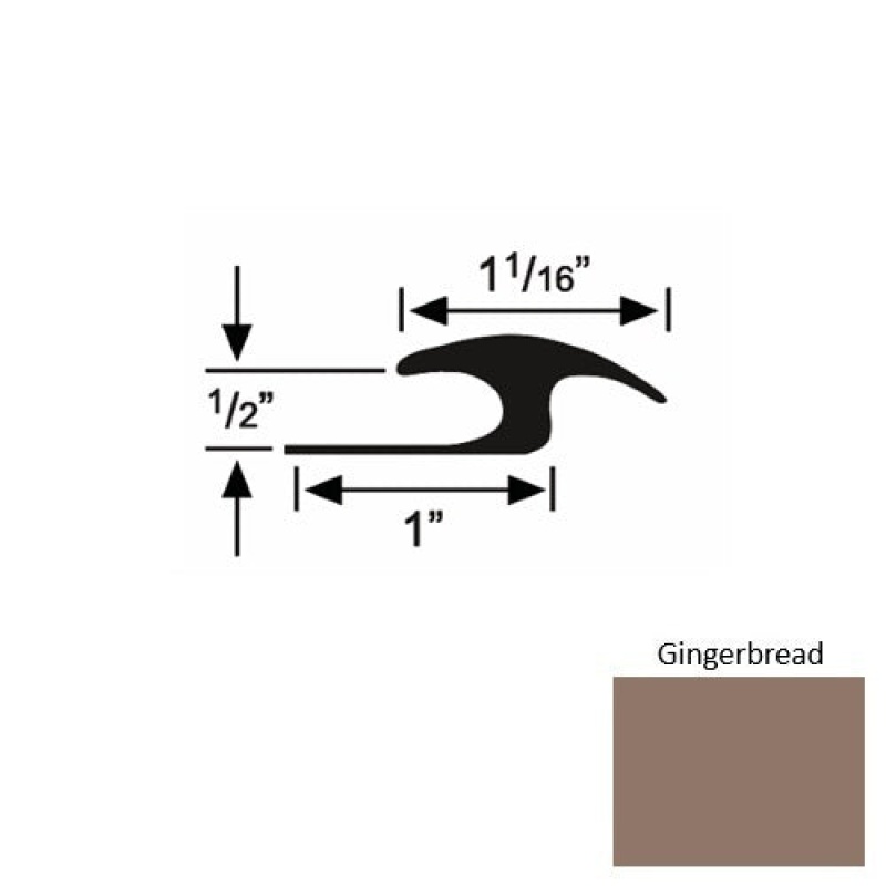 Solid 56 Gingerbread Rubber Tile / Carpet Joiner - 1" X 9 Ft (108") X 1/2"