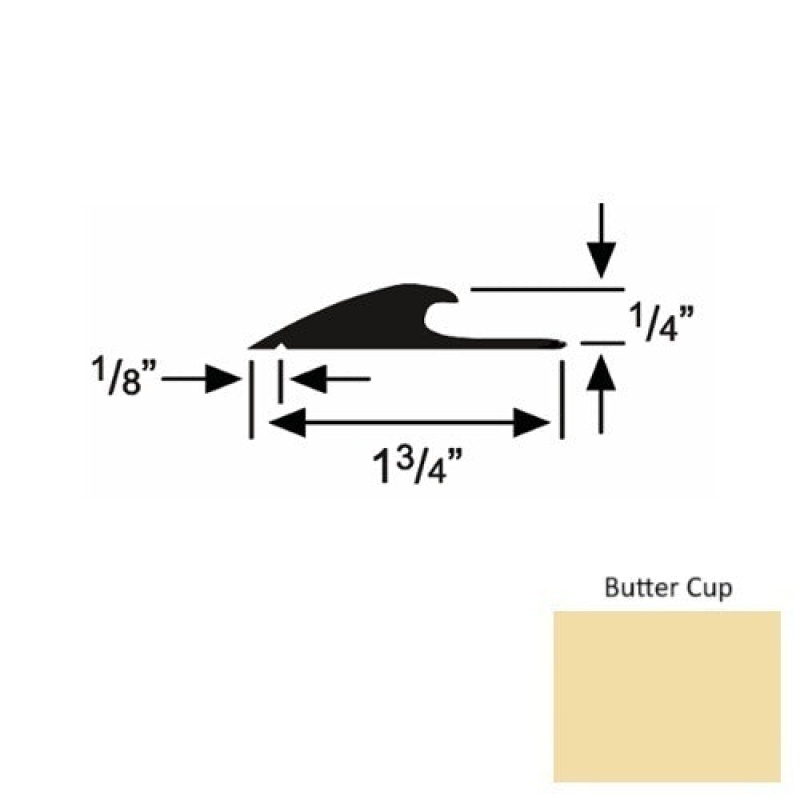 Solid 43 Butter Cup Rubber Custom Carpet Edging - 1 3/4" X 9 Ft (108") X 1/4"