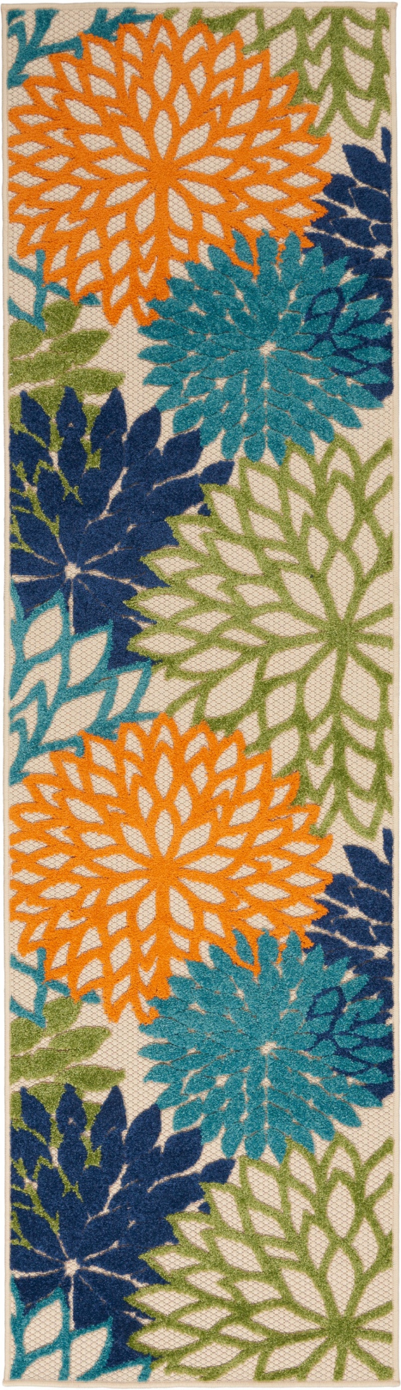 Aloha Multicolor Polypropylene Tropical Area Rug - 12 Ft Runner