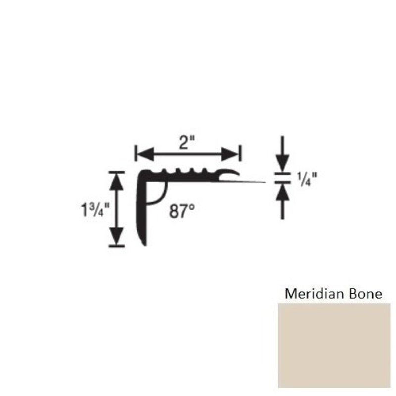 Flextones Meridian Bone Vinyl 171 Carpet Stair Nosing - 2" X 12 Ft - Thermoplastic