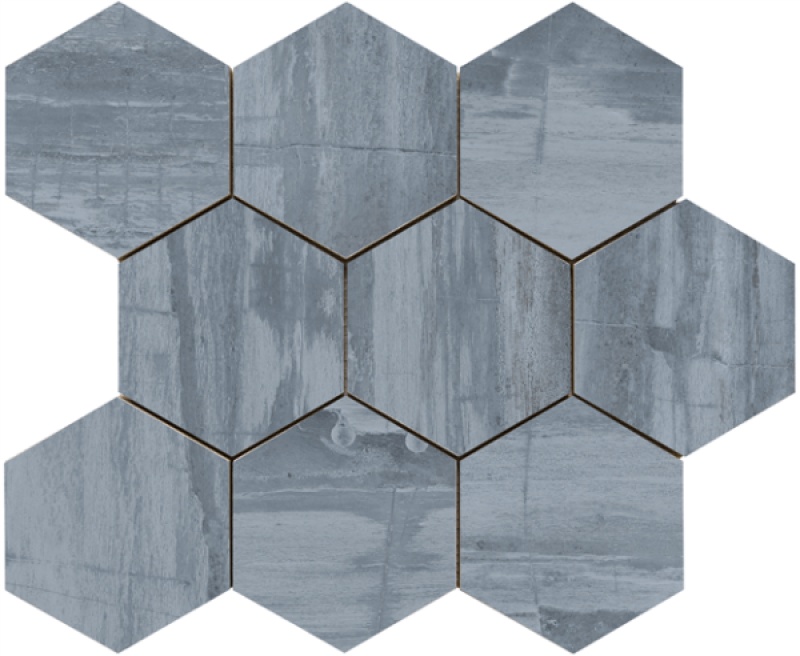 Fossil Blue Porcelain Mosaic - Hexagon - Natural
