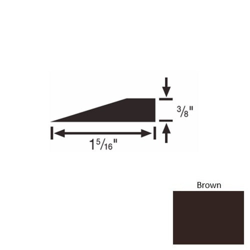 Solid 26 Brown Rubber Reducer Strip - 1 5/16" X 9 Ft (108") X 3/8"