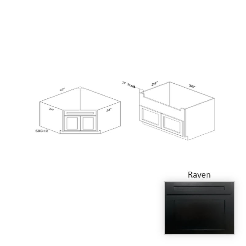 Raven Wood Kitchen Sink Base Cabinet 36" x 34.5" x 24"
