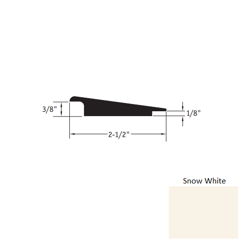 Johnsonite Snow White Vinyl Moulding / Trim - 2 1/2" X 12 Ft (144") X 3/8" - 1/8" Wheeled Traffic Transition - Wheeled Traffic Transition