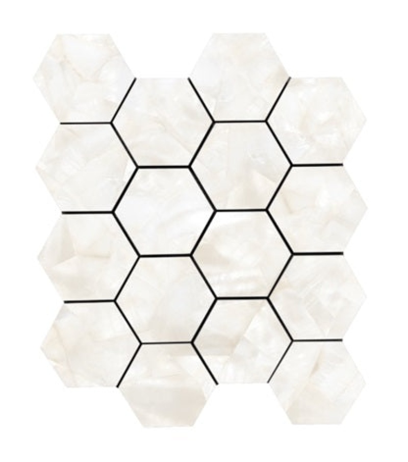 Mother Of Pearl Ivory Porcelain Mosaic - 3" Hexagon