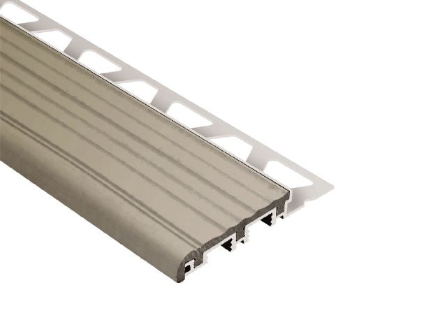 Trep B Stair Nose Metal Tile Edging Trim - Aluminum With Grey Insert