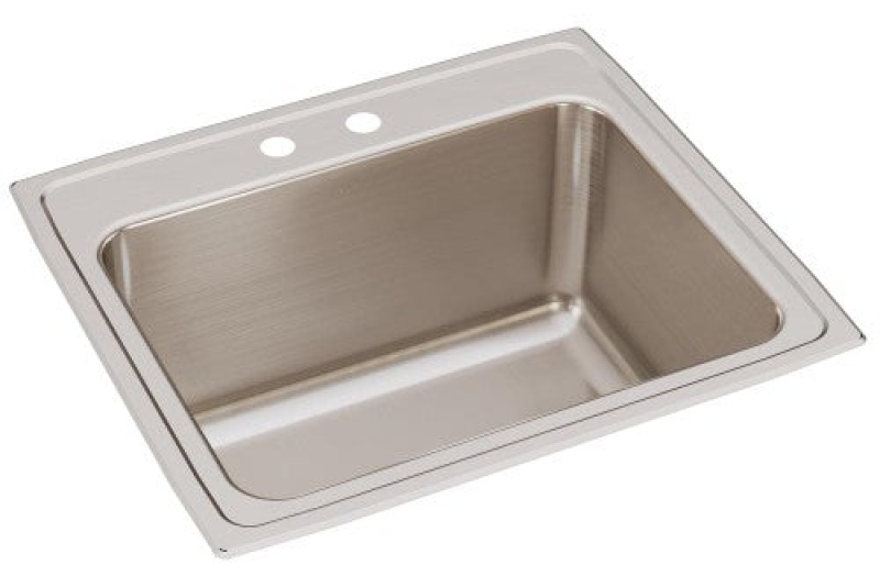 Dlr2522122 Lustertone Classic Stainless Steel Drop In Single Bowl Kitchen Sink - 25" X 22" X 12 1/8" With 2 Holes - Stainless Steel