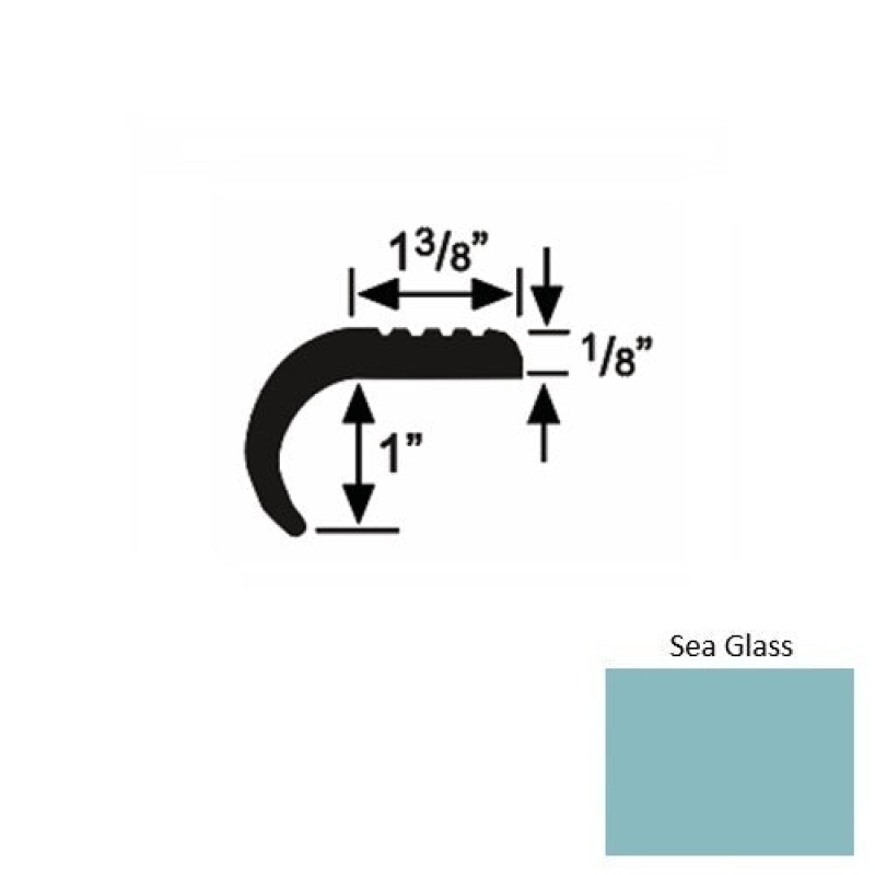 Solid 06 Sea Glass Rubber Domestic Stair Nosing (Rd) - 1 3/8" X 9 Ft (108")