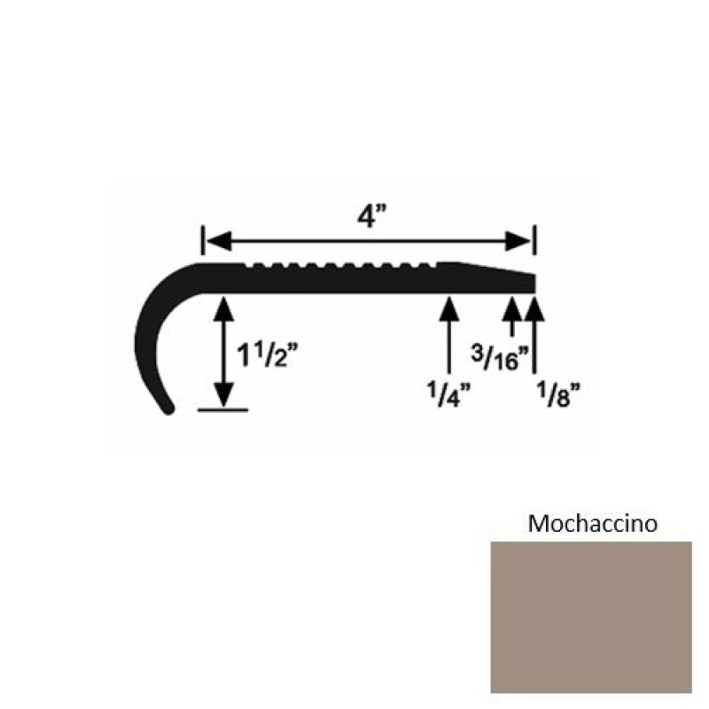 Solid 02 Mochaccino Rubber Commercial Stair Nosing (Rd) - 4" X 9 Ft (108")