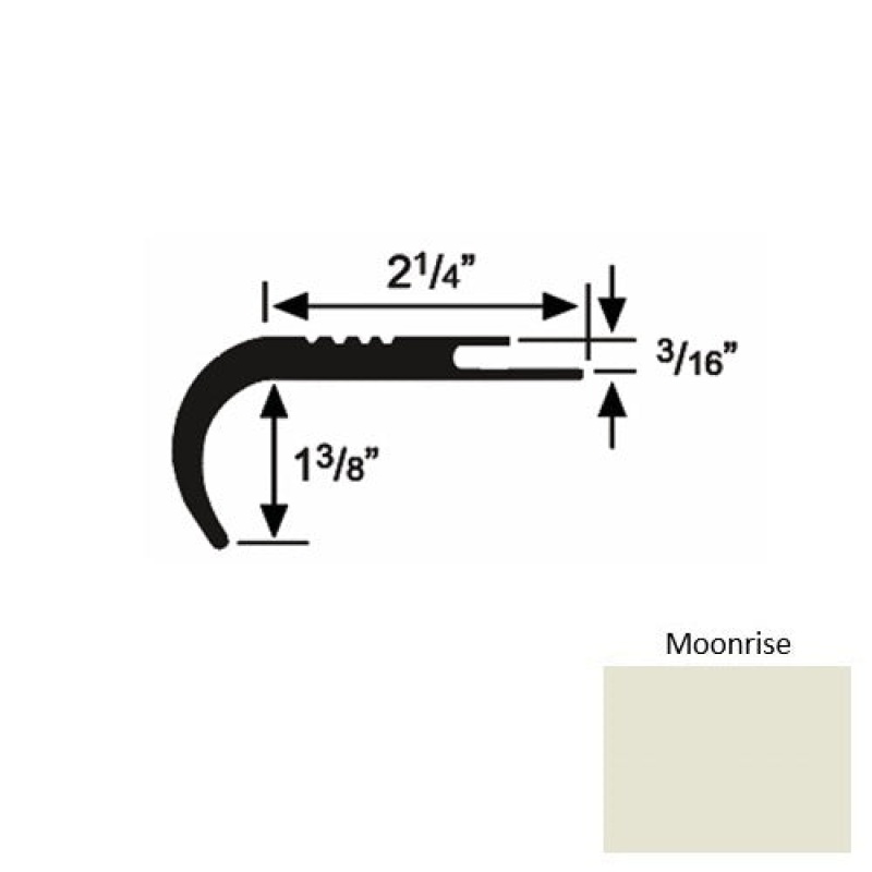 Solid 18 Moonrise Rubber Undercut Carpet Nosing (Rd) - 2 1/4" X 9 Ft (108")