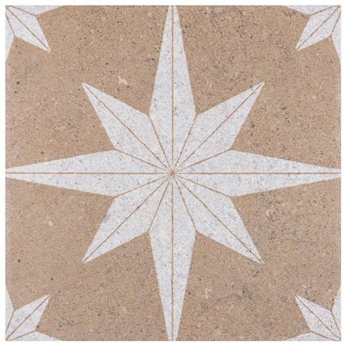 Compass Star Sand Stone Porcelain Tile - Polished - 8" x 8"