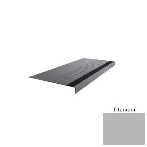 Flextones Titanium Type 776 With Flush Ribbed / Smooth Insert Distinct Designs Rubber - 12" X 72" Stair Tread - Rgt Radial Ii Raised Disc Design