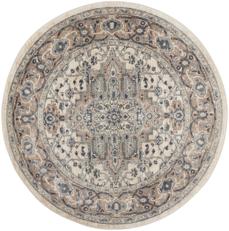 Quarry Qua05 Ivory / Grey Polypropylene Farmhouse Area Rug