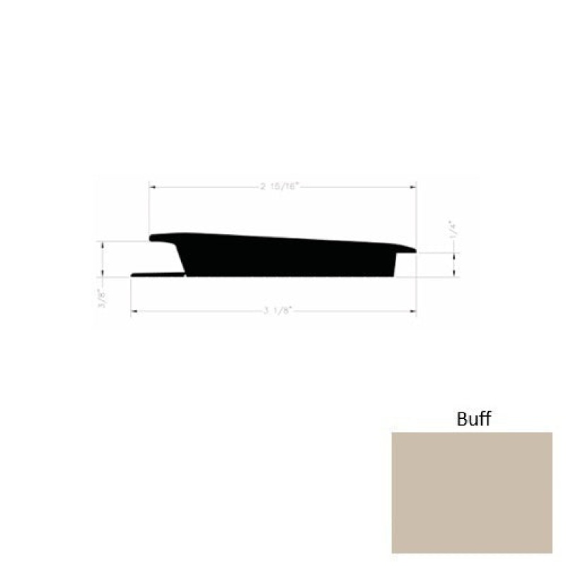 Solid 75 Buff Rubber Rolling Traffic Transition - 3 1/8" X 9 Ft (108") X 3/8" - 1/4"
