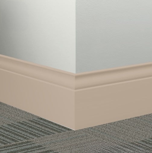 Johnsonite Beige Rubber Millwork Contoured Wall Base - 5 1/4" X 96" X 3/8" Inflection - Millwork Contoured Wall Base