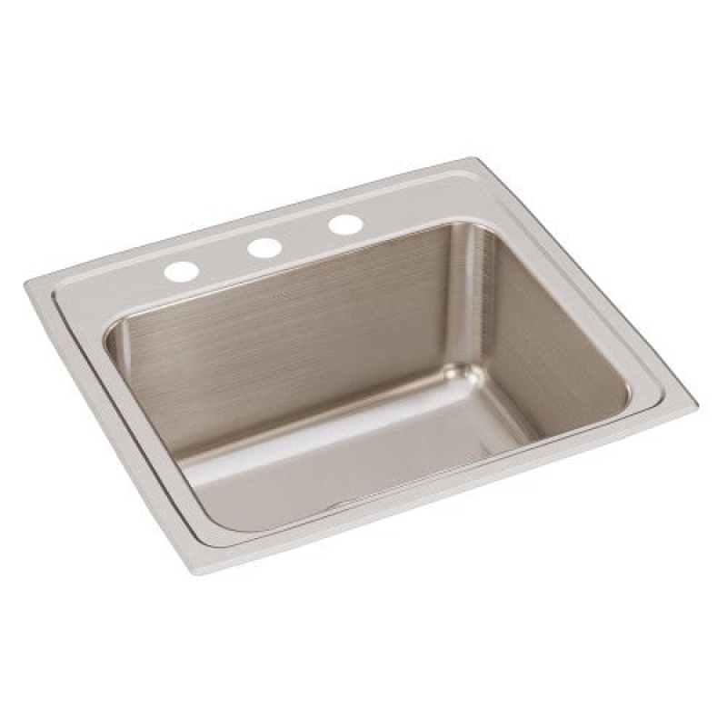 Dlr2219103 Lustertone Classic Stainless Steel Drop In Single Bowl Kitchen Sink - 22" X 19 1/2" X 10 1/8" With 3 Holes - Stainless Steel
