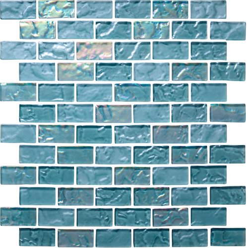 Lava Hazy Wave Glass Mosaic - 1" x 2" Offset - Lava