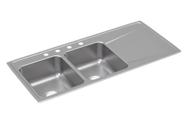 Ilr4822l4 Lustertone Classic Stainless Steel Drop In Double Bowl Kitchen Sink - 48" X 22" X 7 5/8" With 4 Holes - Stainless Steel