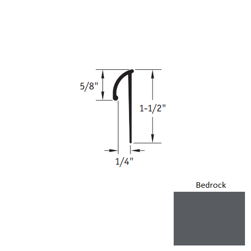 Johnsonite Bedrock Vinyl Moulding / Trim - 1/4" X 12 Ft (144") L Cap Cove Cap - L Cap Cove Cap