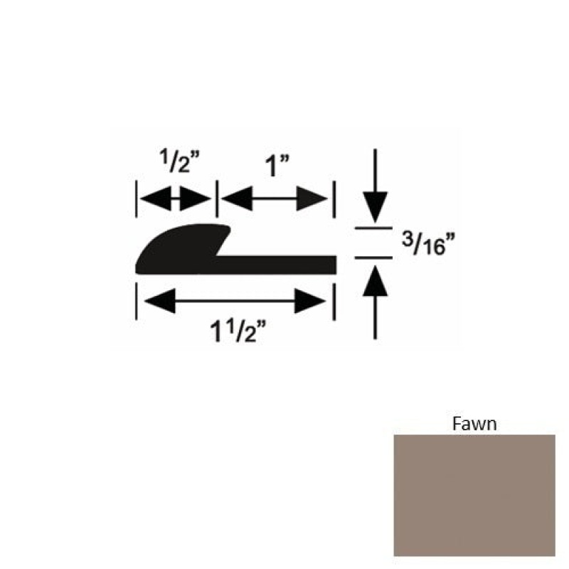 Solid 34 Fawn Rubber Underlap Carpet Edge