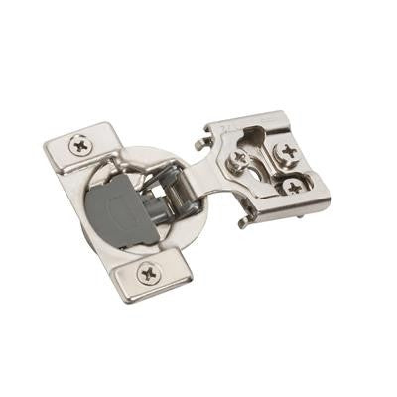 Compact Concealed Nickel Steel Face Frame Soft Close Standard Cabinet Hinge - 1/2" (13 Mm) Overlay - Nickel