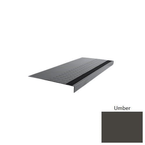 Flextones Umber Type 776 With Flush Ribbed / Smooth Insert Distinct Designs Rubber - 12" X 72" Stair Tread - Rgt Radial Ii Raised Disc Design