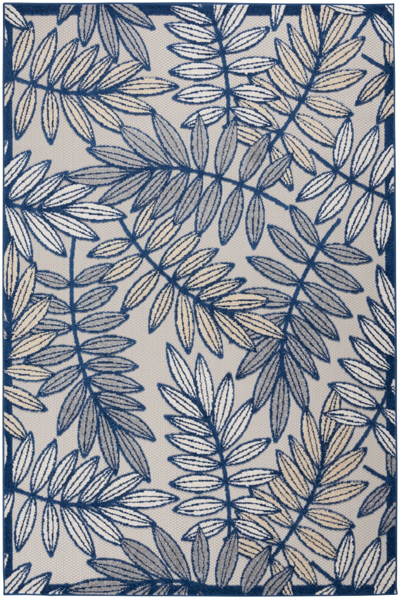 Aloha Alh18 Ivory / Navy Tropical Area Rug