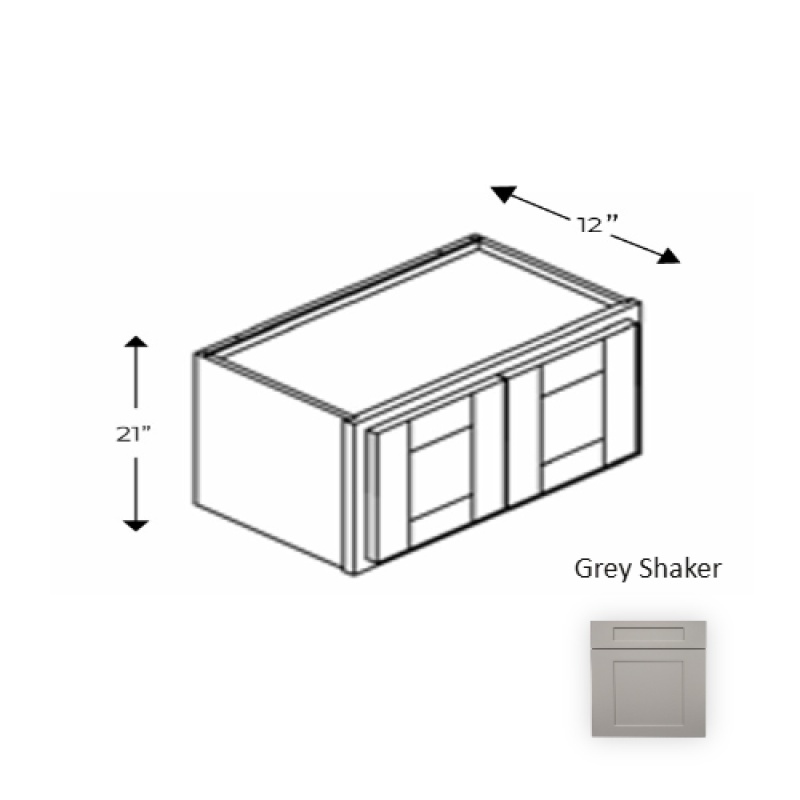 Framed Shaker Premium Grey Shaker Natural Clear Coat Wood Kitchen Wall Cabinet - 33" X 21" X 12" - Natural Clear Coat