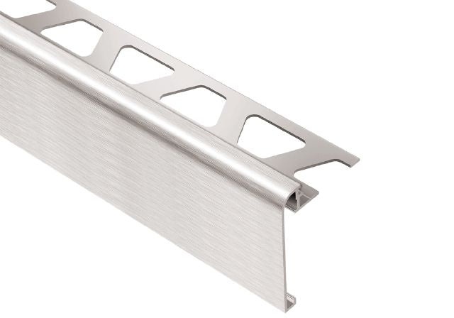 Rondec Step Metal Tile Edging Trim - Brushed Chrome Anodized Aluminum