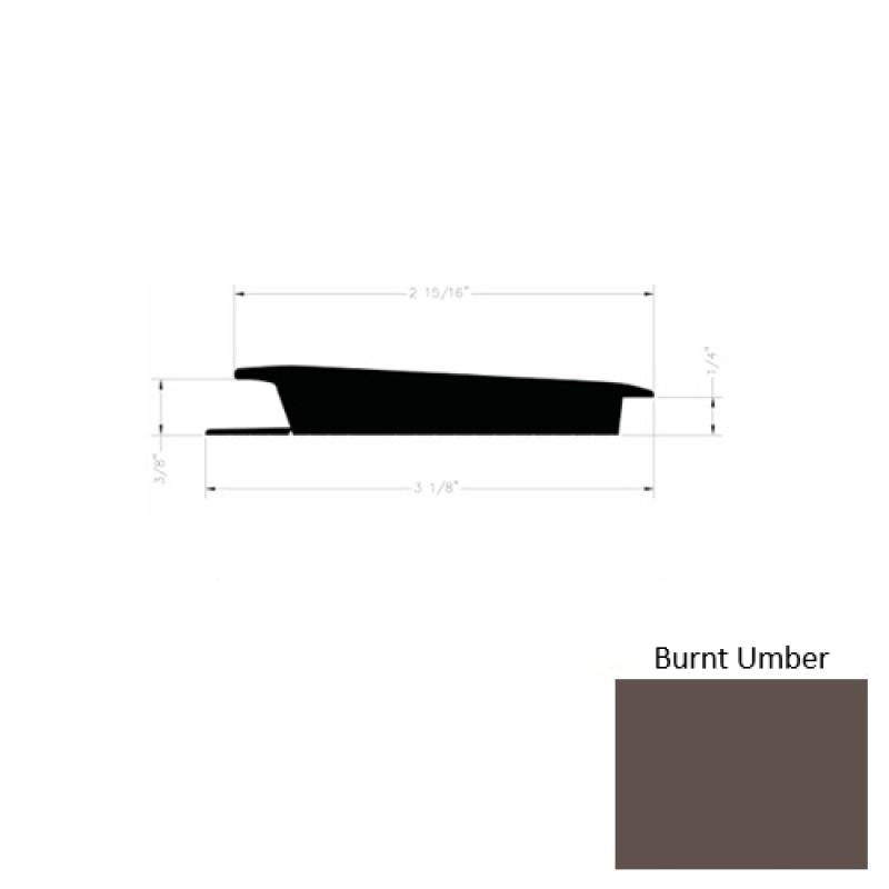 Solid 75 Burnt Umber Rubber Rolling Traffic Transition - 3 1/8" X 9 Ft (108") X 3/8" - 1/4"