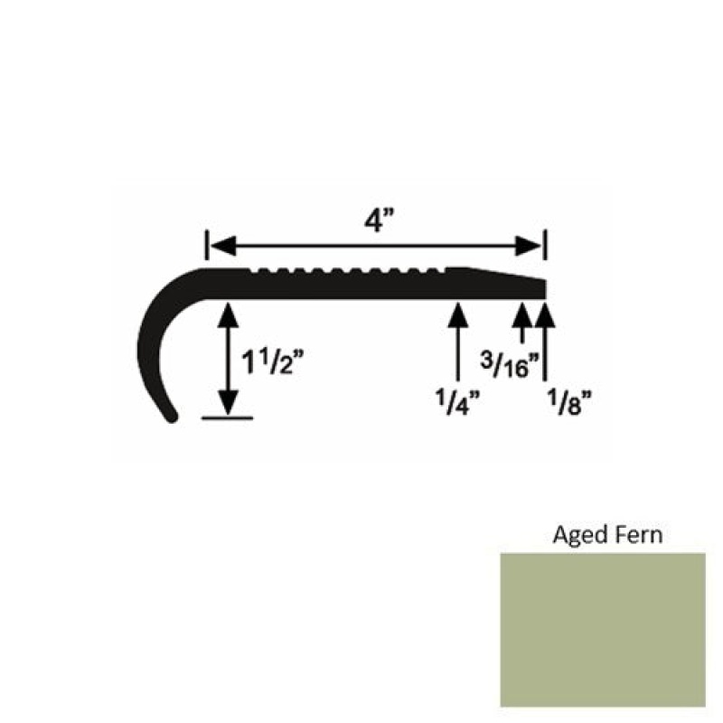 Solid 02 Aged Fern Rubber Commercial Stair Nosing (Rd) - 4" X 9 Ft (108")