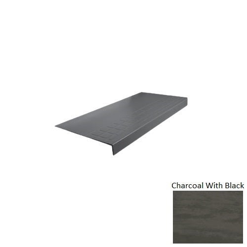 Charcoal Rubber Stair Tread with Raised Square Design