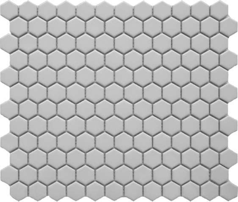 Hexaone Grey Porcelain Mosaic - 1" Hexagon - Glossy