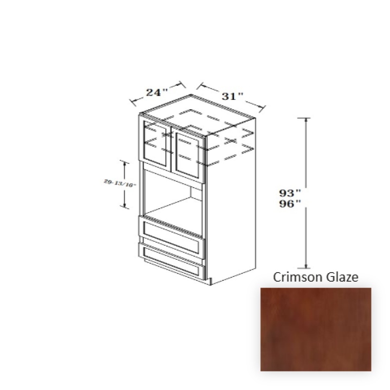 Crimson Glaze Wood Kitchen Oven Cabinet