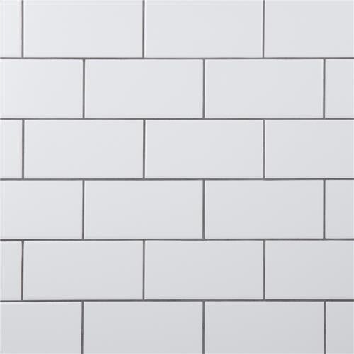 Crown Heights White Ceramic Tile - Matte - 3" x 6"