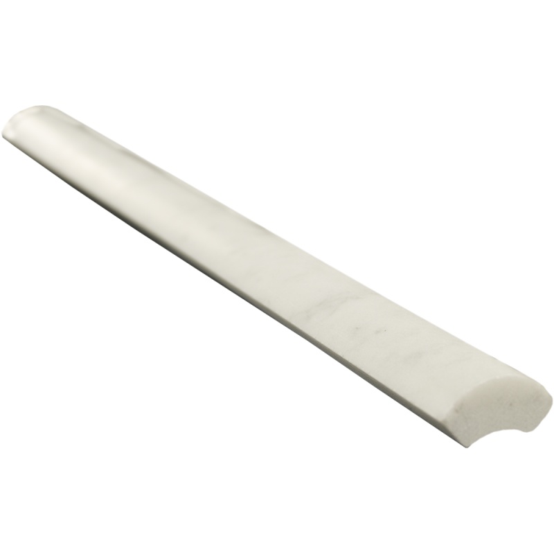 White Carrara Marble Liner - 1" X 12" Quarter Round